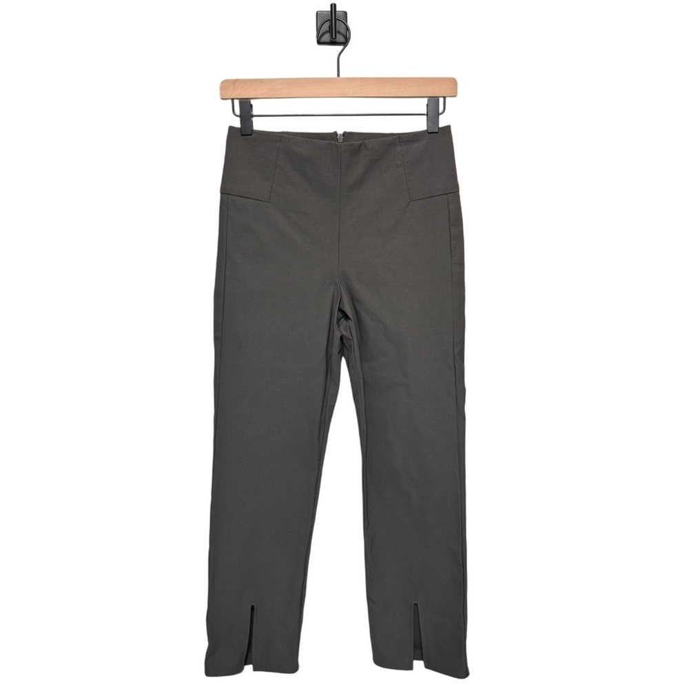 {Athleta} "Wander Crop Trouser" Short Arbor Olive Green Straight Split Hem Pants - Picture 2 of 7